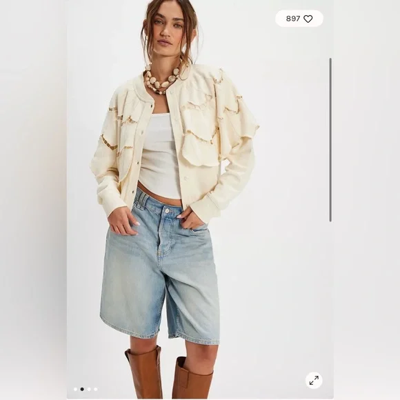 Free People Fluttercape Sweatshirt. NWT. Ivory - Picture 2 of 4